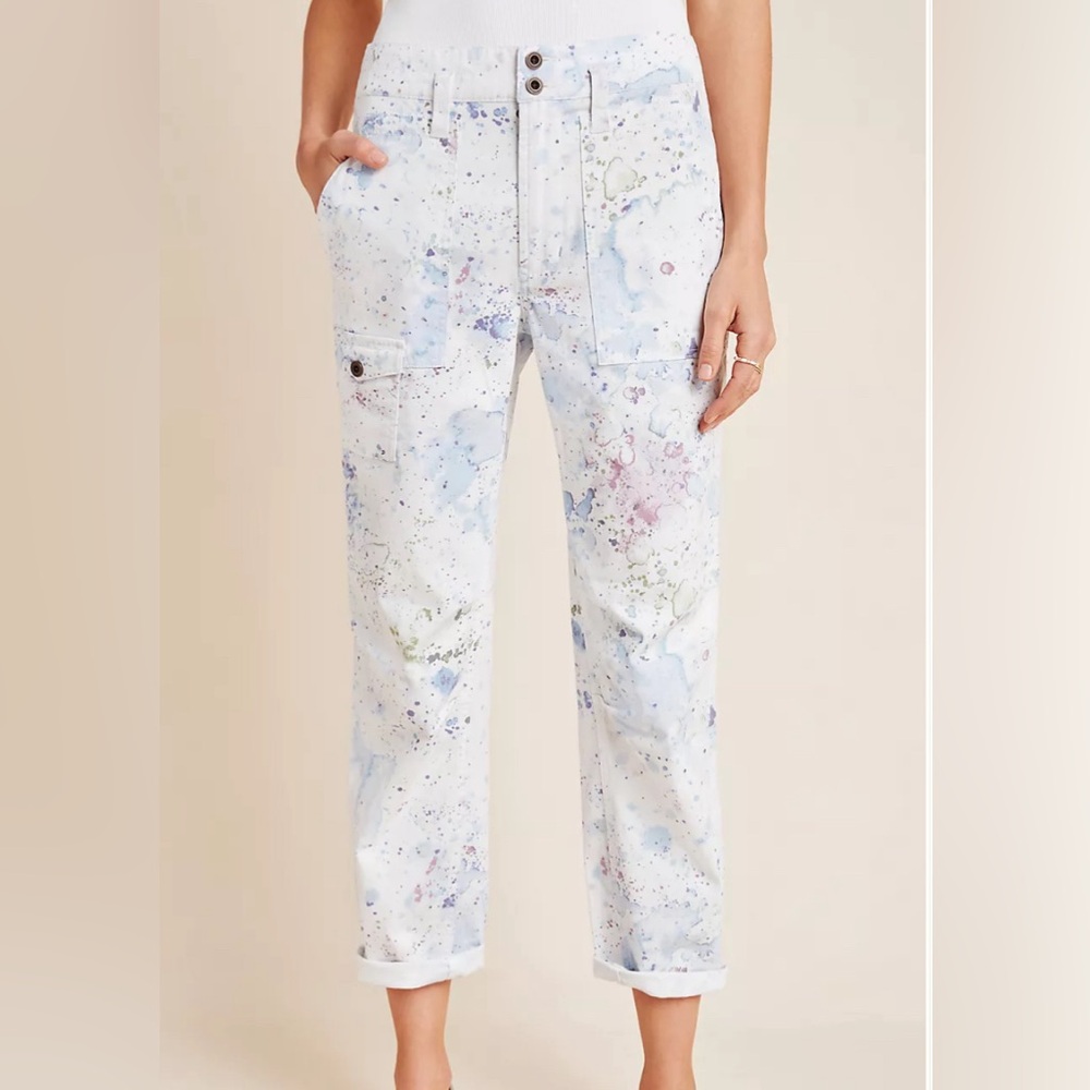 Anthropologie The Wanderer Paint Splatter Watercolor Cargo Pants Size 32